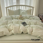 Sophia Gingham Lace Washed Cotton Bedding Set / Blue Ever Lasting