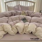 Sophia Gingham Lace Washed Cotton Bedding Set / Blue Ever Lasting