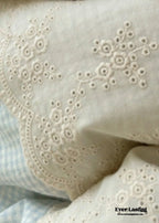 Sophia Gingham Lace Washed Cotton Bedding Set / Blue Ever Lasting