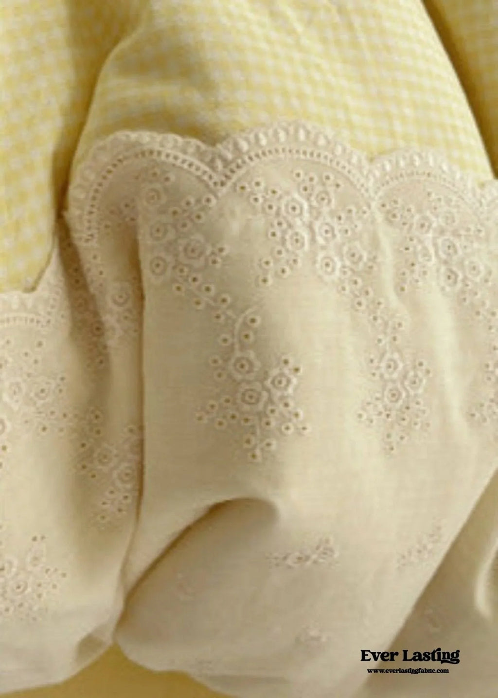 Sophia Gingham Lace Washed Cotton Bedding Set / Blue Ever Lasting