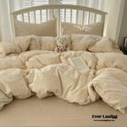 Sophia Gingham Lace Washed Cotton Bedding Set / Blue Ever Lasting