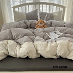 Sophia Gingham Lace Washed Cotton Bedding Set / Blue Ever Lasting