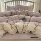 Sophia Gingham Lace Washed Cotton Bedding Set / Blue Ever Lasting