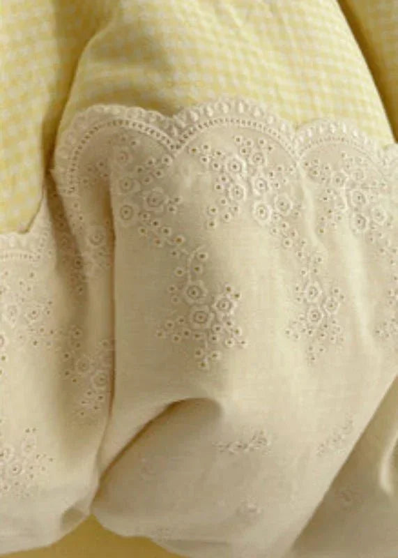 Sophia Gingham Lace Washed Cotton Bedding Set / Ocean Blue Ever Lasting