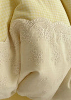 Sophia Gingham Lace Washed Cotton Bedding Set / Ocean Blue Ever Lasting