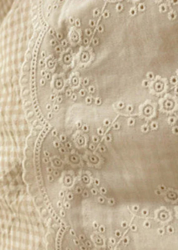 Sophia Gingham Lace Washed Cotton Bedding Set / Ocean Blue Ever Lasting