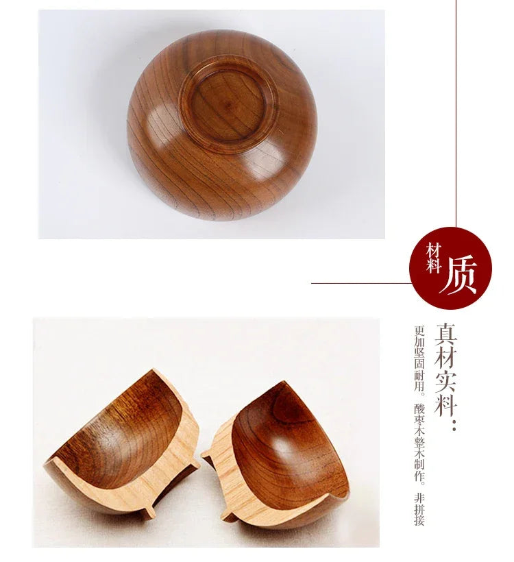 Japanese Wooden Bowls Jujube Wood Children Baby Adults Small Soup Bowls Solid Wood Salad Bowls Retro Household Tableware - House Of Avana