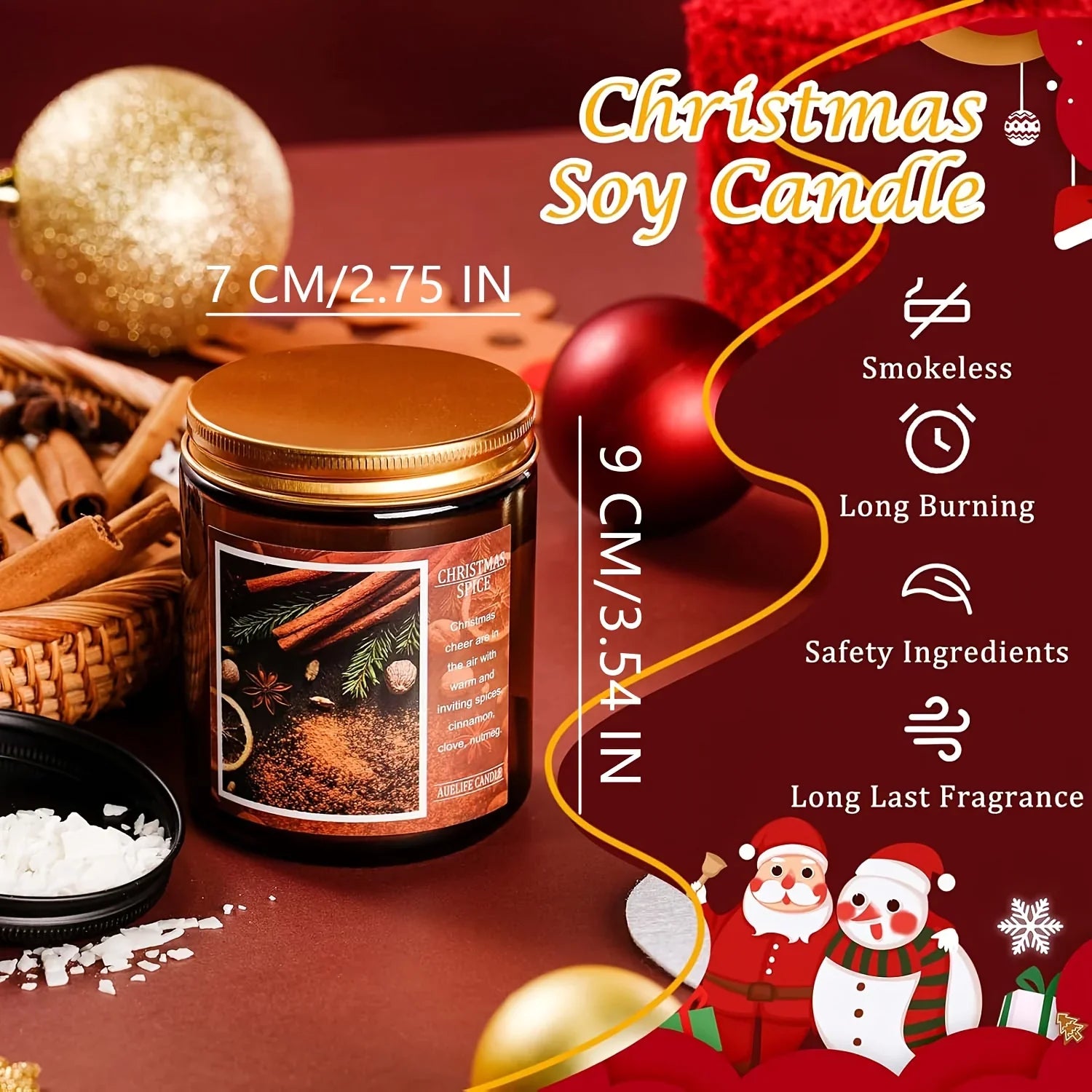 Soy Beeswax Christmas Candles with Holiday Scent, detail shot - House Of Avana