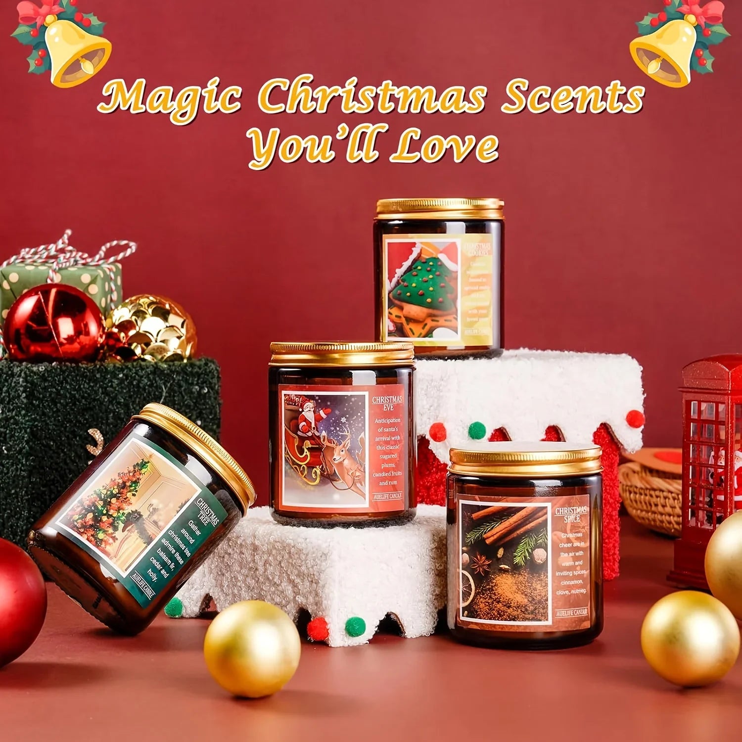Soy Beeswax Christmas Candles with Holiday Scent, side view - House Of Avana
