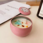 Soy Wax Candles in Portable Tin with Holiday Scents, angled view - House Of Avana