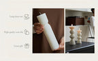 Soy Wax Ribbed Pillar Candles 7-pack, texture detail - House Of Avana