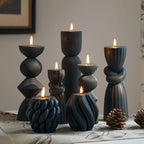 Soy Wax Ribbed Pillar Candles 7-pack, dimensions view - House Of Avana [[SKU:HOA-CAN-406]]
