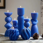 Soy Wax Ribbed Pillar Candles 7-pack, in-use display - House Of Avana