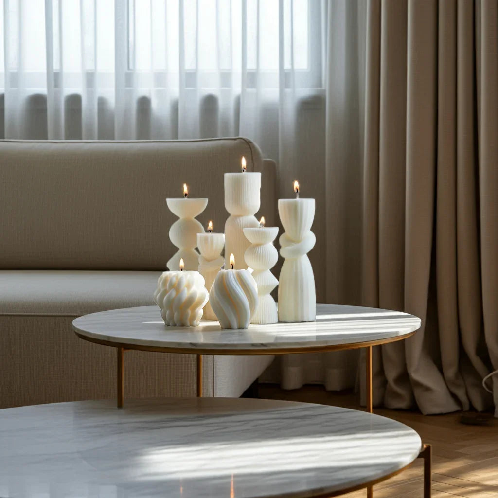 7-Pack Ribbed Soy Wax Pillar Candles House Of Avana [[SKU:HOA-CAN-406]]