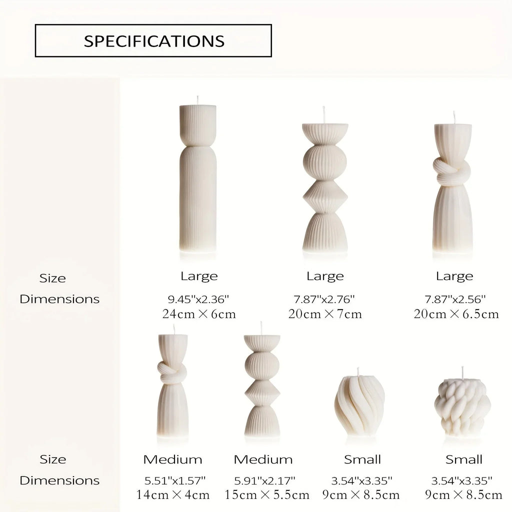 Soy Wax Ribbed Pillar Candles 7-pack, back view - House Of Avana