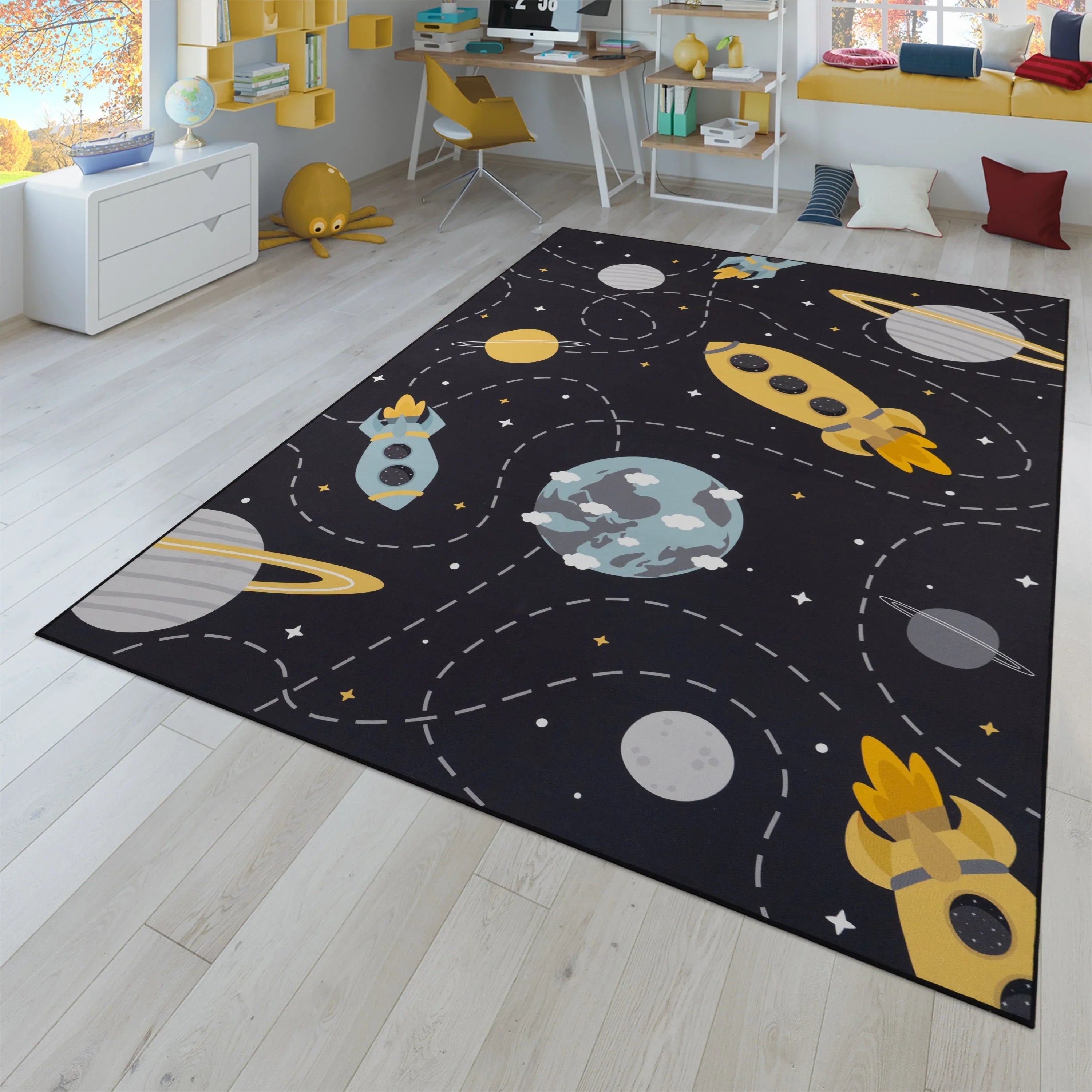Play Rug Neil with Rockets Planets and Stars RugYourHome