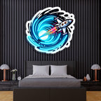Space Jet UV Printed Neon, Neon Wall Art, Neon Light Sign, UV Print Neon Sign Peony Atelier