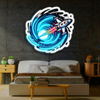 Space Jet UV Printed Neon, Neon Wall Art, Neon Light Sign, UV Print Neon Sign Peony Atelier