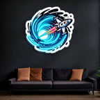 Space Jet UV Printed Neon, Neon Wall Art, Neon Light Sign, UV Print Neon Sign Peony Atelier