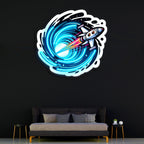 Space Jet UV Printed Neon, Neon Wall Art, Neon Light Sign, UV Print Neon Sign Peony Atelier