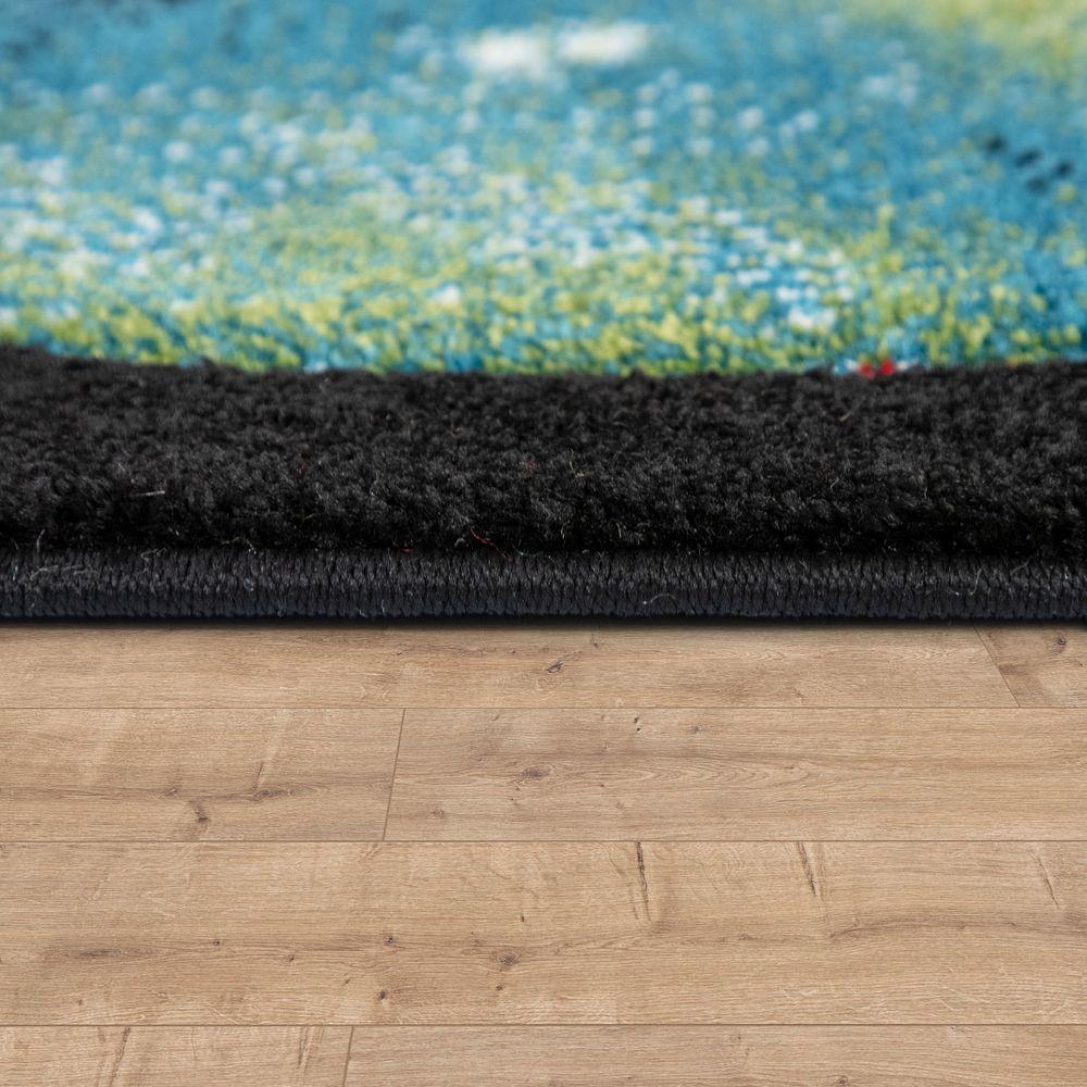 Space Kids Area Rug with colorful Planet Earth and Stars Universe in Black RugYourHome