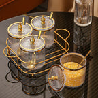 Spice Jars - Glass Golden Lid Set