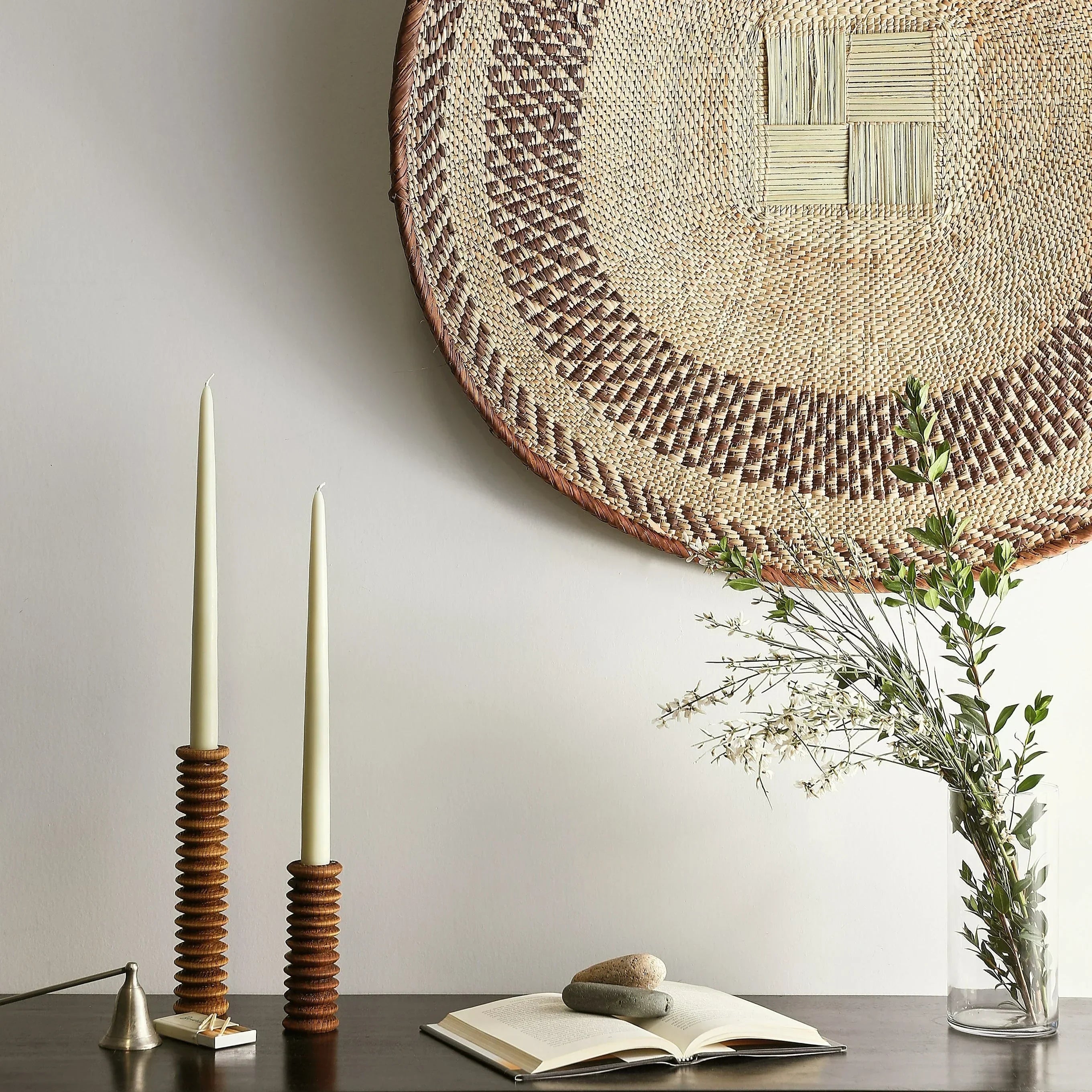 Spiral Pine Modern Wood Candle Candlestick Holder Kanju Interiors