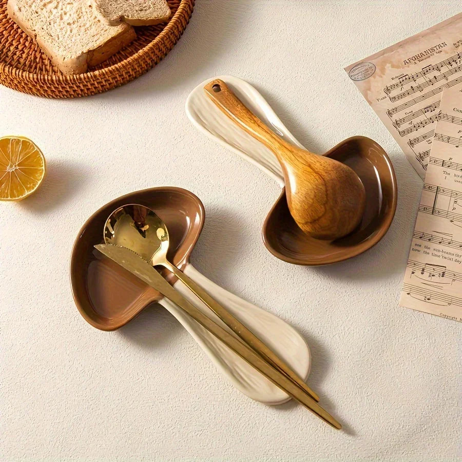 Spoon Rest - Ceramic Mushroom Shape