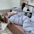 Spring Mixed Washed Cotton Bedding Set / Green + Barbie Pink Ever Lasting