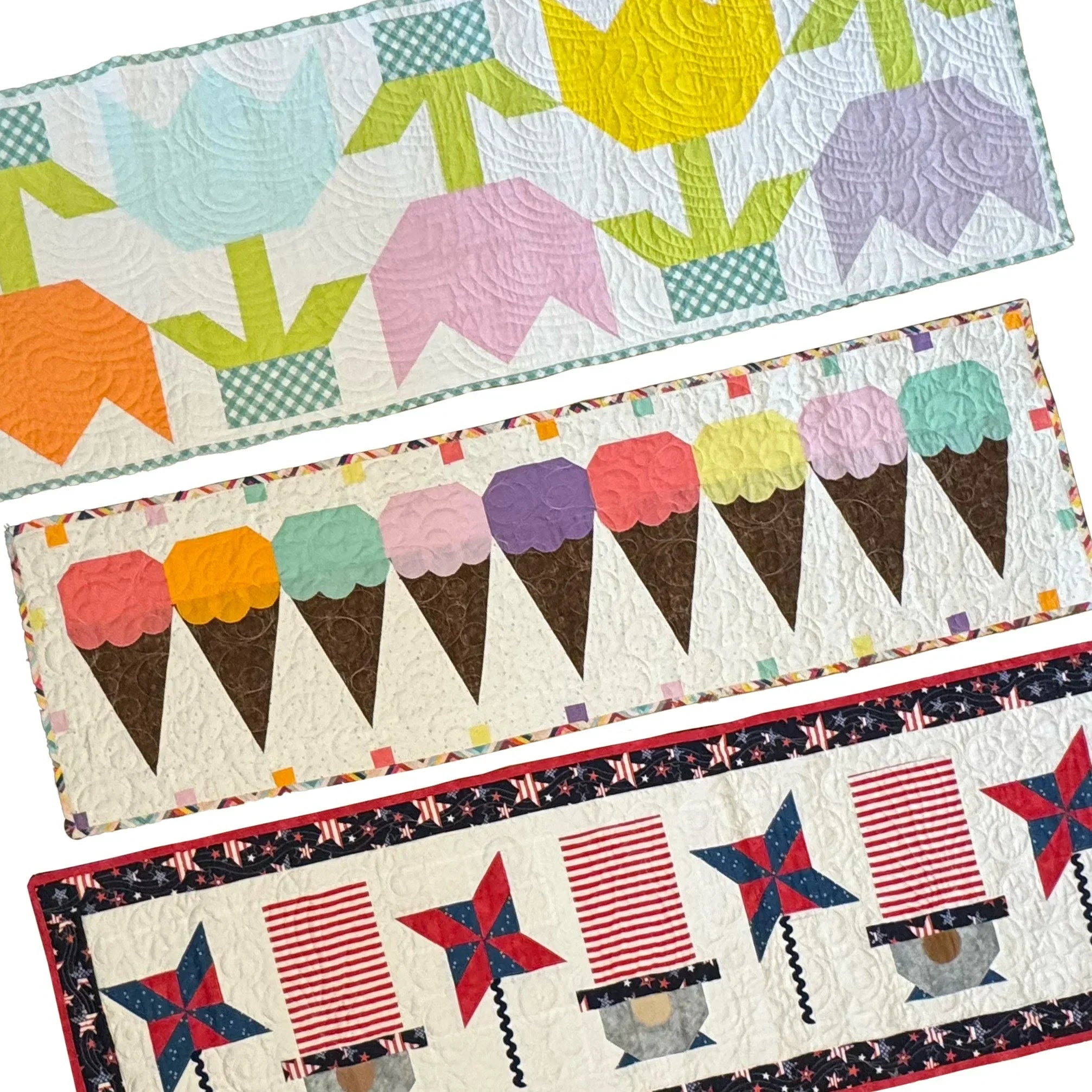 Spring Quilted Table Runner Kit Bundle - April, May, June Block Party Quilt Co