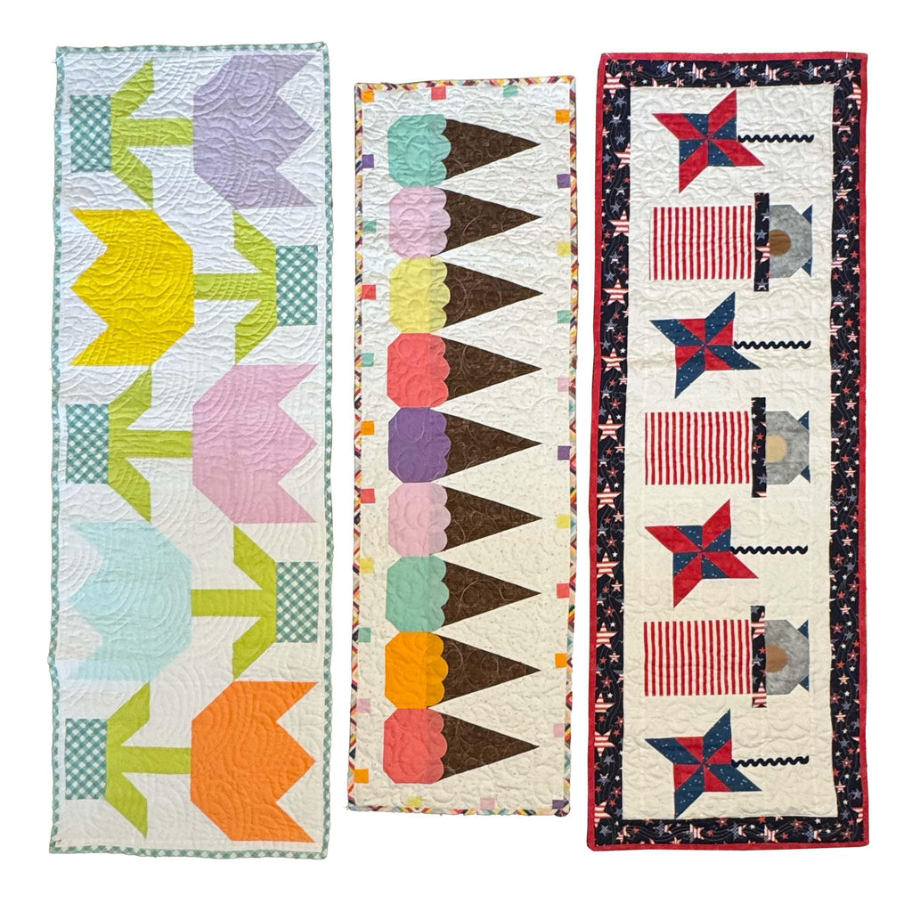 Spring Quilted Table Runner Kit Bundle - April, May, June Block Party Quilt Co