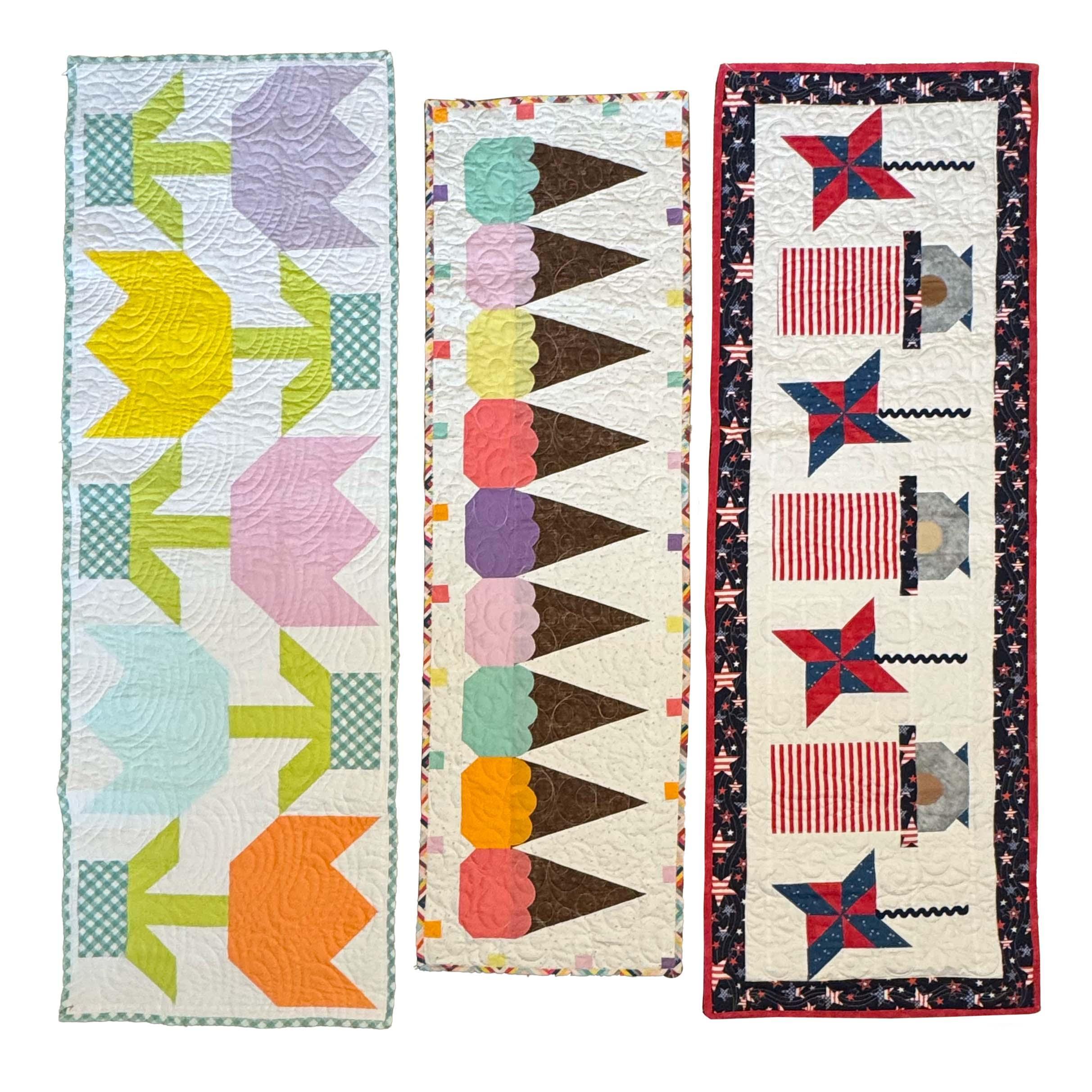Spring Quilted Table Runner Kit Bundle - April, May, June Block Party Quilt Co