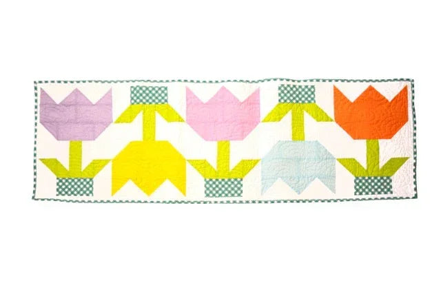 Spring Tulip Table Runner Pre-Cut Quilt Kit Block Party Quilt Co