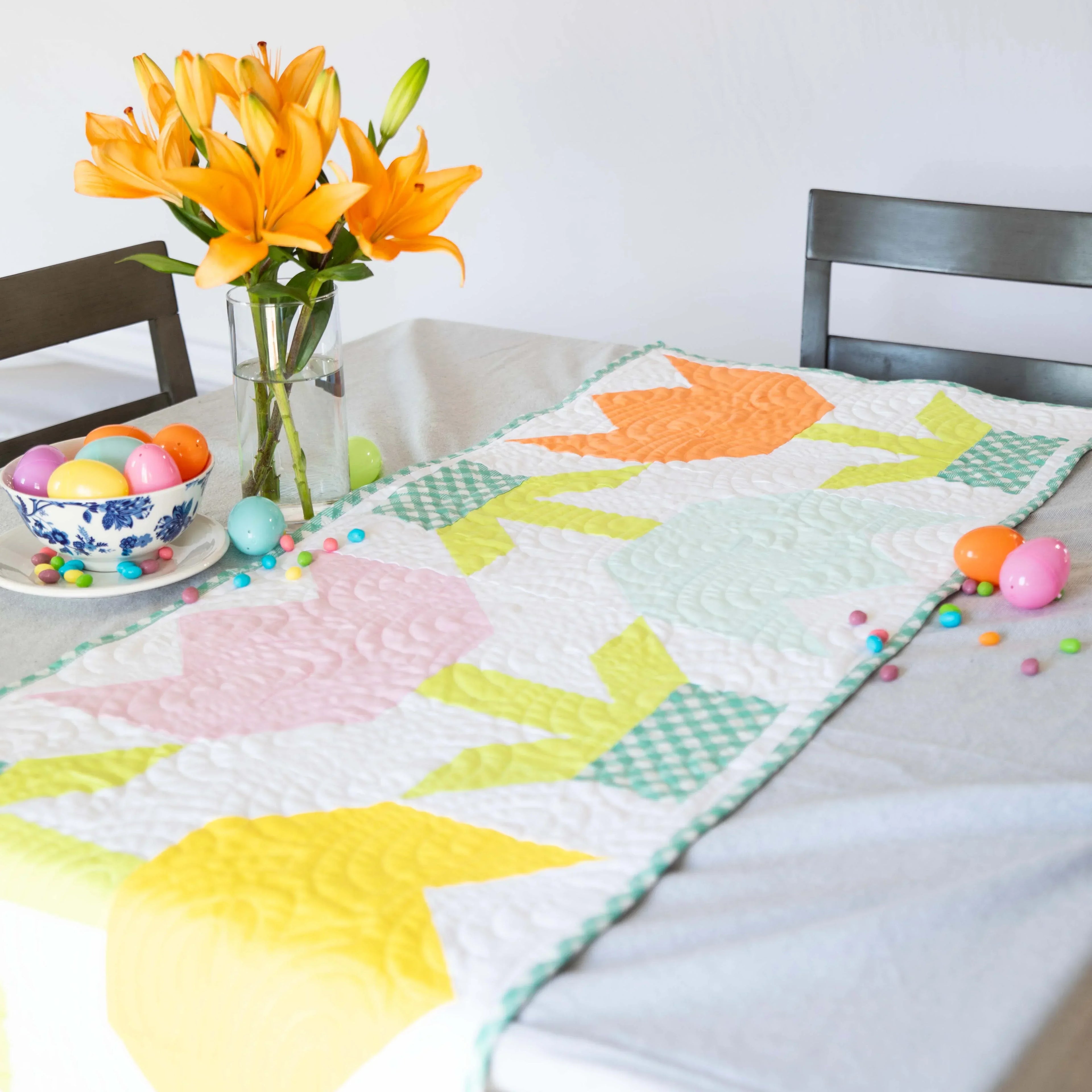 Spring Tulip Table Runner Pre-Cut Quilt Kit Block Party Quilt Co