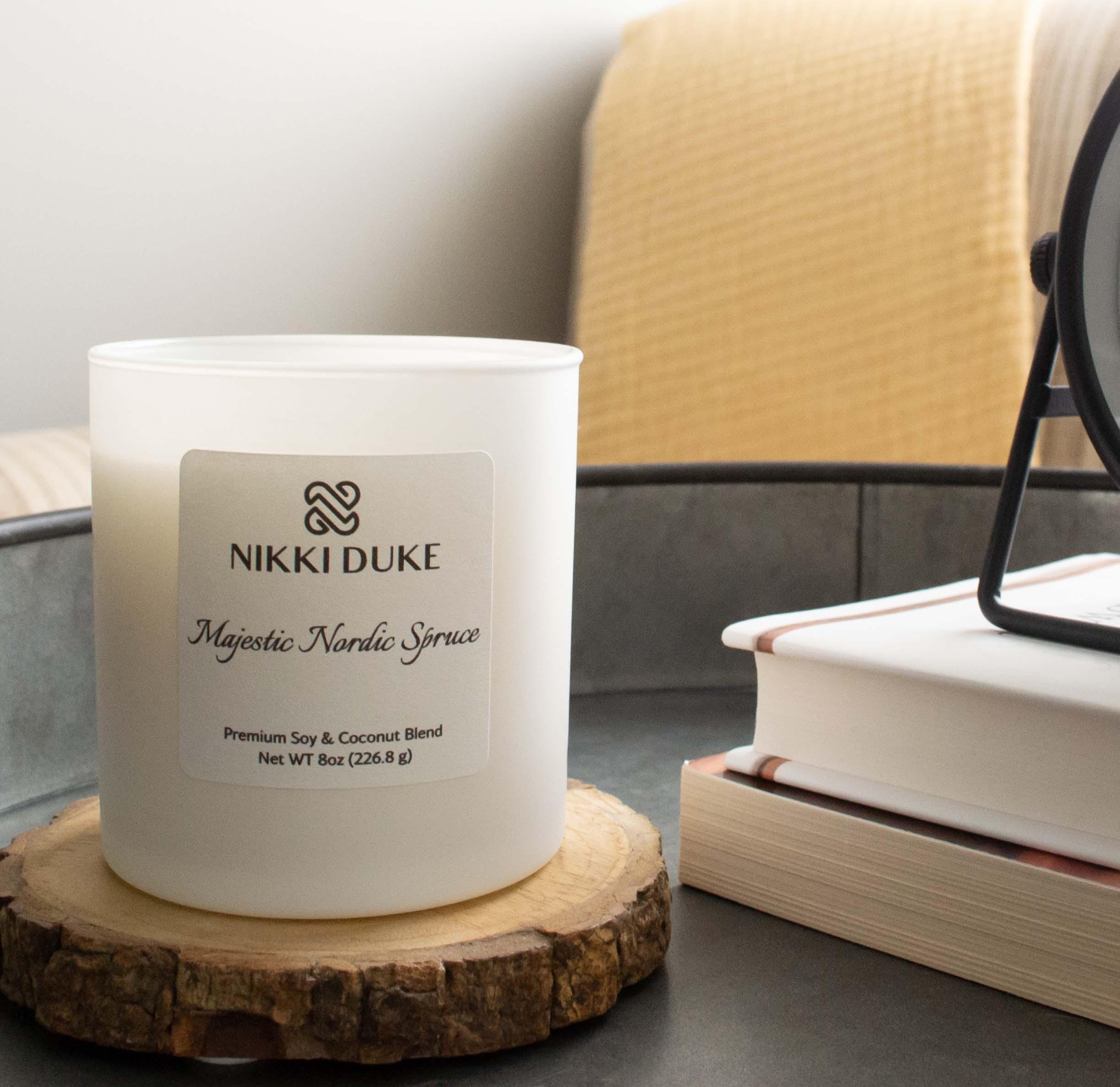 Nikki Duke Majestic Nordic Spruce 8 oz Premium Soy + Coconut Candle Nikki Duke