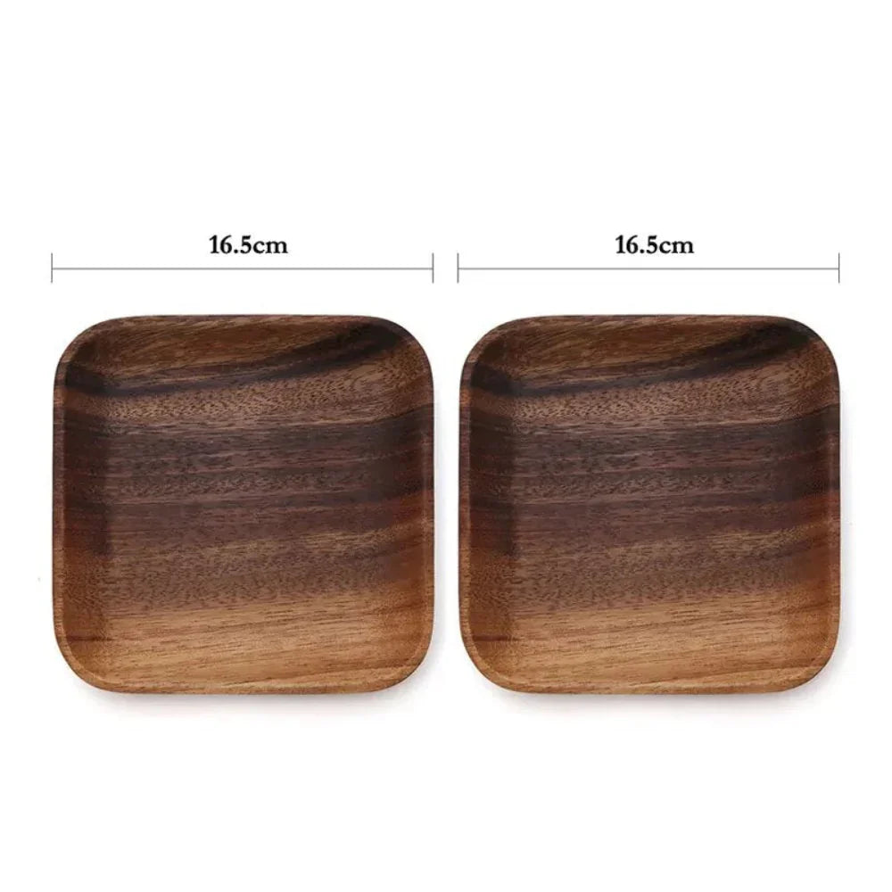 Square Acacia Snack Plates Set for Tableware - House Of Avana