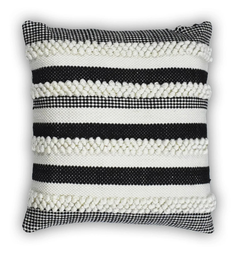 Square Outdoor and Indoor Safe Black and White Striped Pillow The Rug Decor