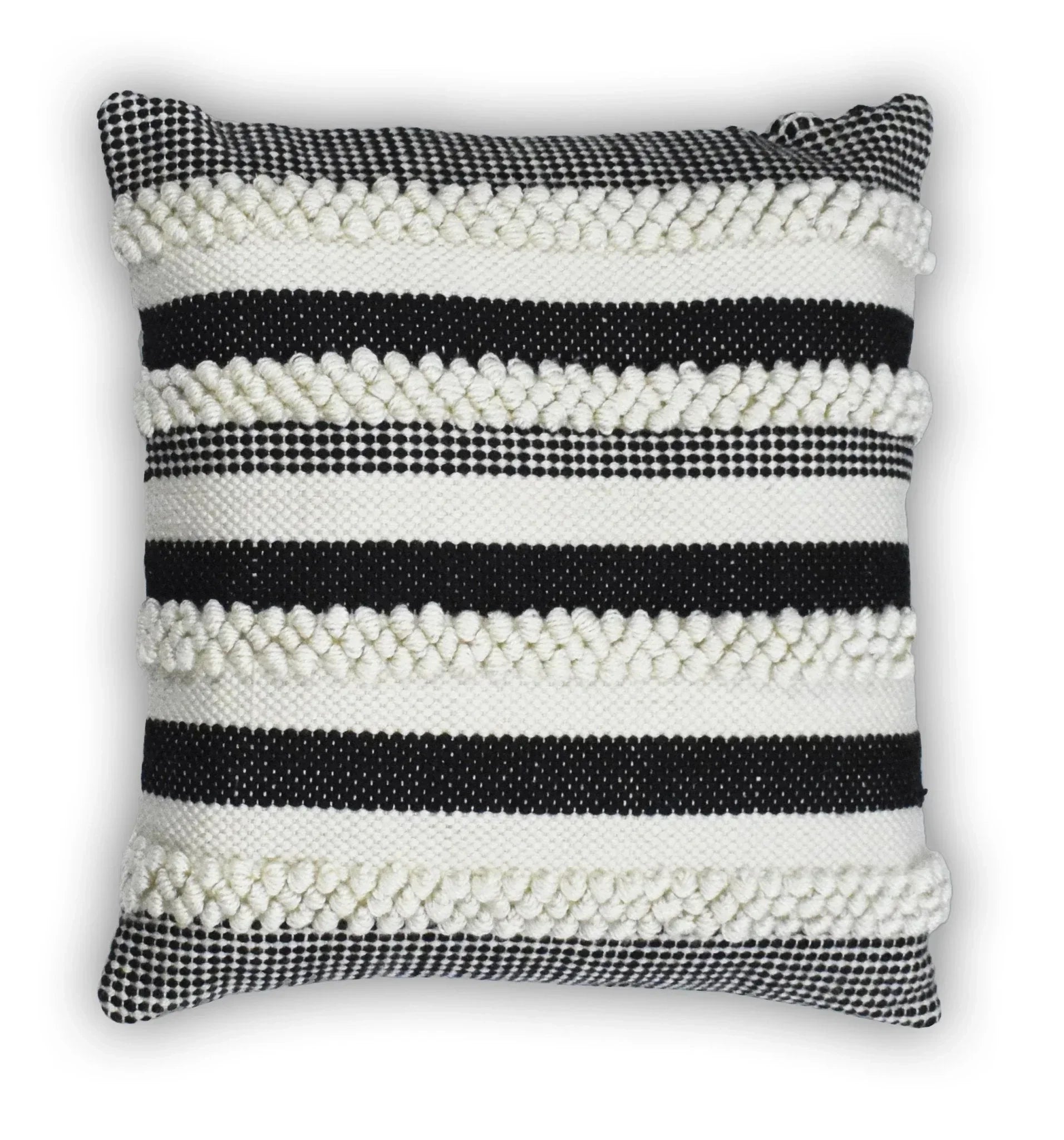 Square Outdoor and Indoor Safe Black and White Striped Pillow The Rug Decor