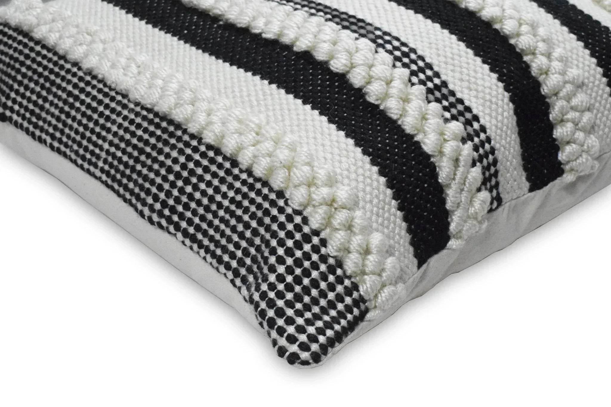 Square Outdoor and Indoor Safe Black and White Striped Pillow The Rug Decor