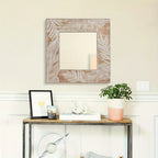 Square Wall Mirror Rustic Square Shape Mirrors Wood Wall Decor Quadrate Mirrors - House Of Avana