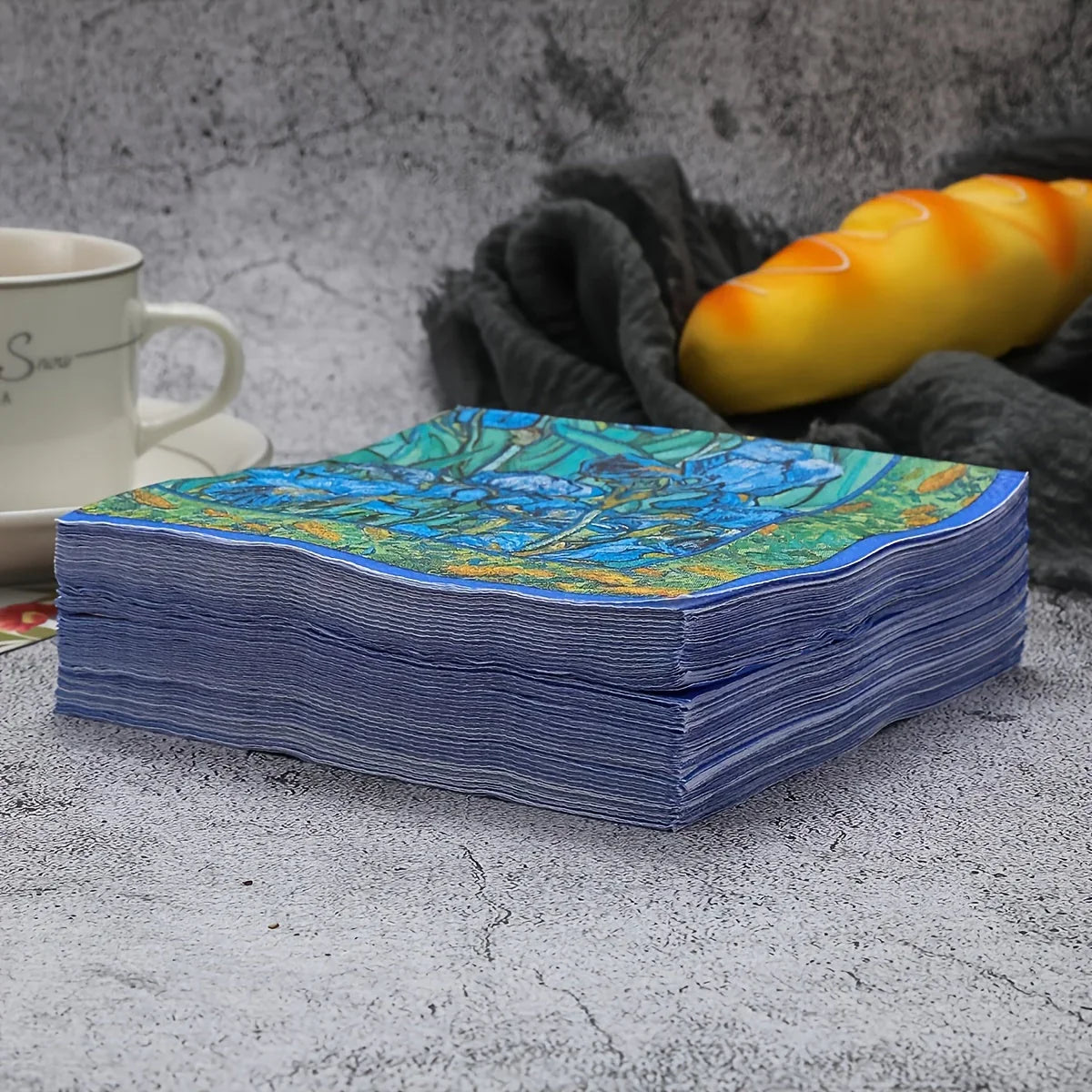 S/s/s/s, Beverage Napkins, Van "irises" | 6.5 X 6.5 Cocktail Napkins Folded, Disposable Party Napkins... - House Of Avana