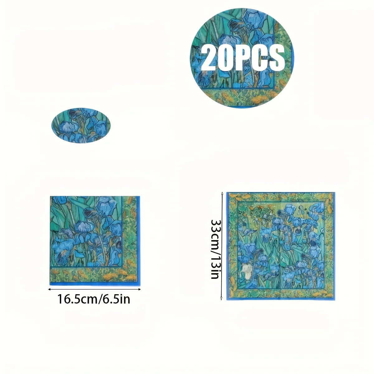 S/s/s/s, Beverage Napkins, Van "irises" | 6.5 X 6.5 Cocktail Napkins Folded, Disposable Party Napkins... - House Of Avana