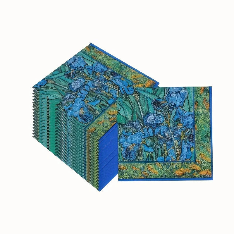 S/s/s/s, Beverage Napkins, Van "irises" | 6.5 X 6.5 Cocktail Napkins Folded, Disposable Party Napkins... - House Of Avana