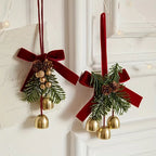Classic Christmas Door Hanger, Bow And Bell Ornament, Stainless Steel Holiday Tree Decoration, No Feathers, Electricity-Free Festive Accessory House Of Avana