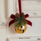 Classic Christmas Door Hanger, Bow And Bell Ornament, Stainless Steel Holiday Tree Decoration, No Feathers, Electricity-Free Festive Accessory House Of Avana [[SKU:HOA-XMS-408]]
