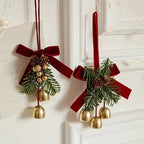 Classic Christmas Door Hanger, Bow And Bell Ornament, Stainless Steel Holiday Tree Decoration, No Feathers, Electricity-Free Festive Accessory House Of Avana [[SKU:HOA-XMS-408]]