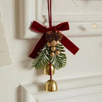 Classic Christmas Door Hanger, Bow And Bell Ornament, Stainless Steel Holiday Tree Decoration, No Feathers, Electricity-Free Festive Accessory House Of Avana [[SKU:HOA-XMS-408]]