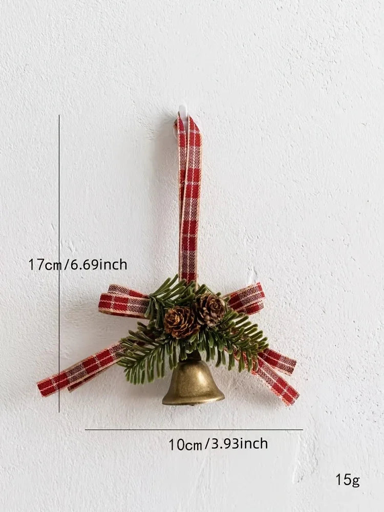 Classic Christmas Door Hanger, Bow And Bell Ornament, Stainless Steel Holiday Tree Decoration, No Feathers, Electricity-Free Festive Accessory House Of Avana [[SKU:HOA-XMS-408]]
