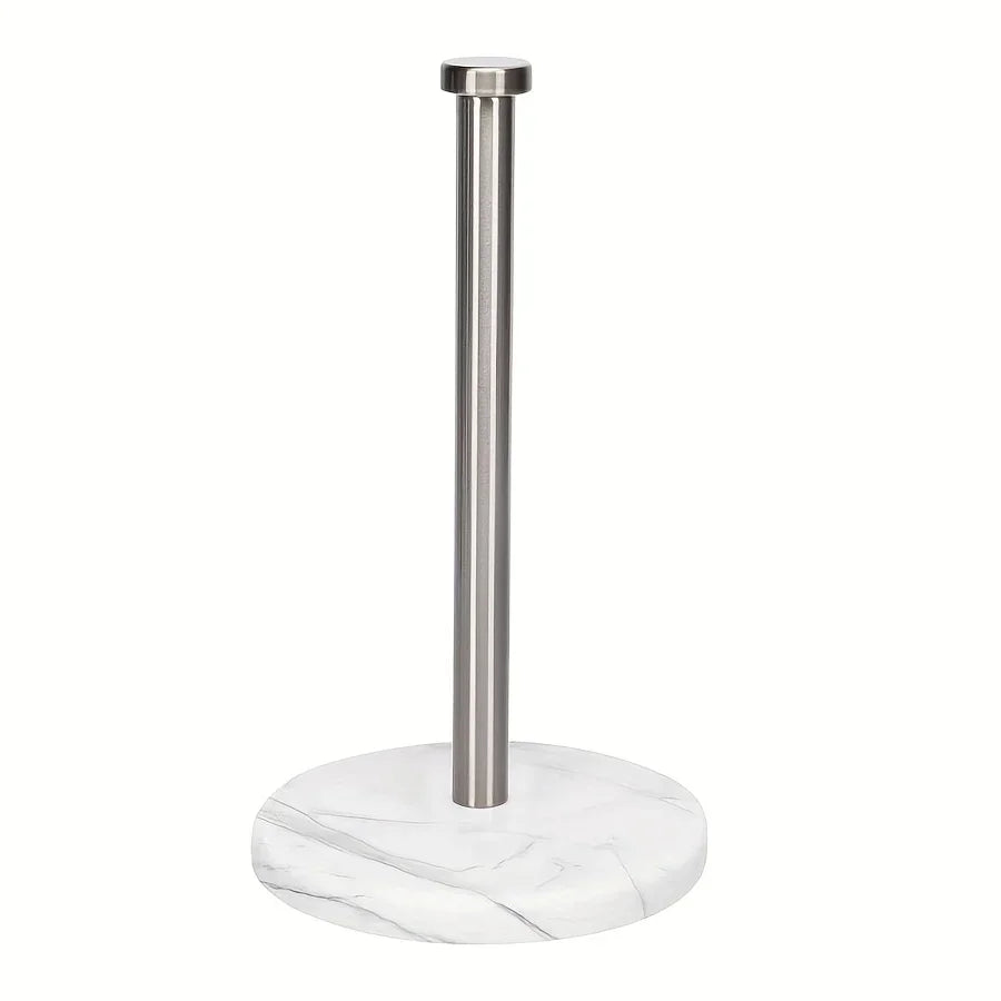 Stainless Steel Heavy-Duty Tissue Roll Dispenser with Marble Base - Modern Black or White Countertop Organizer, One-Hand Operation, Space-Saving Standing Design for Kitchen, Bathroom, Cabinet - Easy-Clean Surface & Decorative House Of Avana