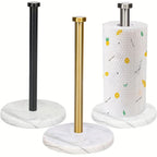 Stainless Steel Heavy-Duty Tissue Roll Dispenser with Marble Base - Modern Black or White Countertop Organizer, One-Hand Operation, Space-Saving Standing Design for Kitchen, Bathroom, Cabinet - Easy-Clean Surface & Decorative House Of Avana